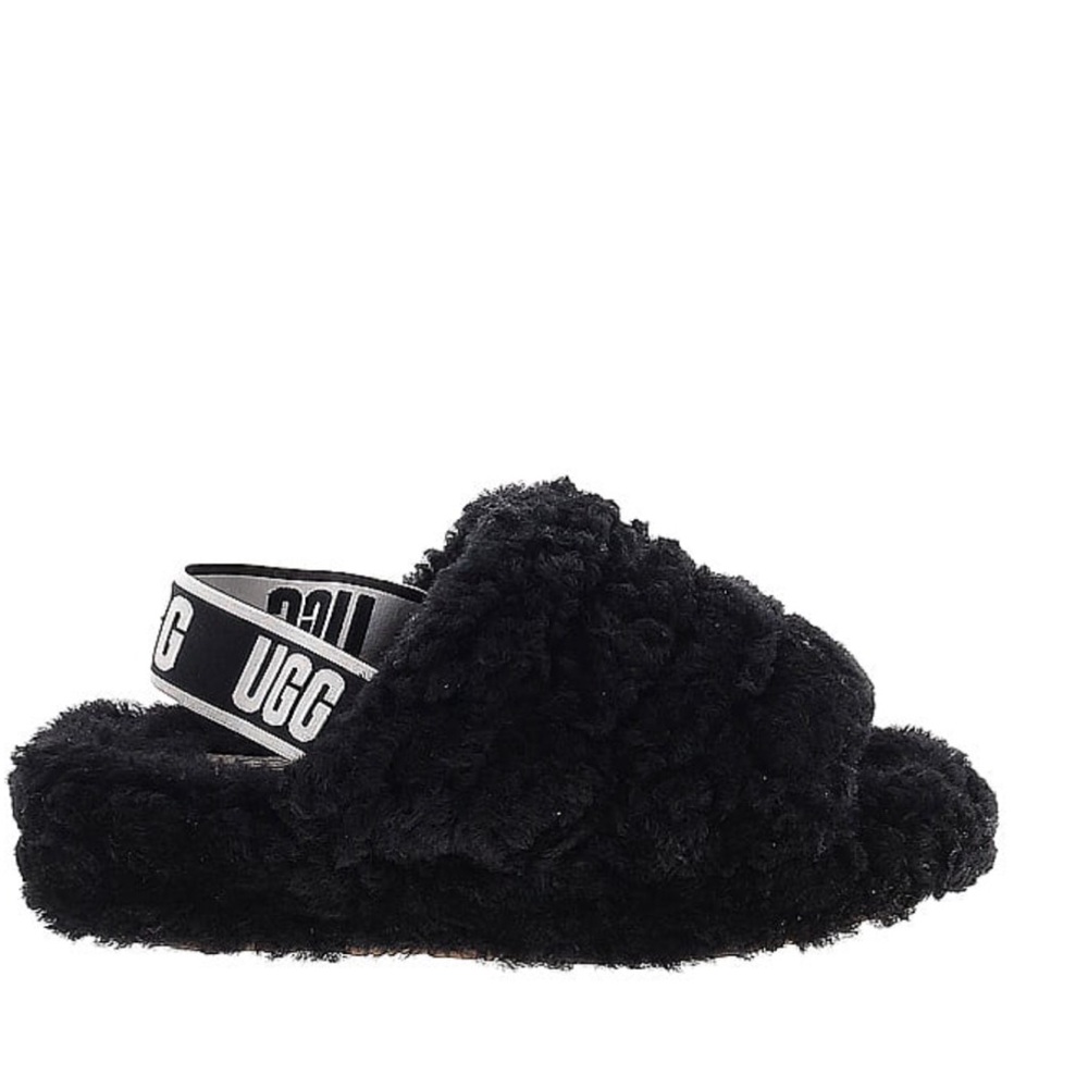 UGG Fluff Yeah Slide Black Cozy Slippers  Sandals 9